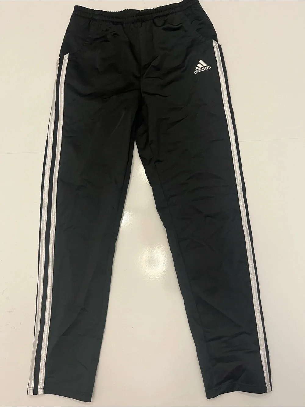 adidas Black Joggers with White Side Stripes Size 10/12